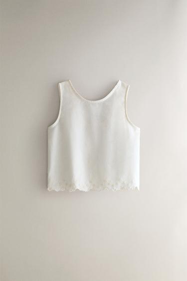 ENSEMBLE TOP ET SHORT ENFANT COTON BRODÉ - Crème de Zara - Image 1