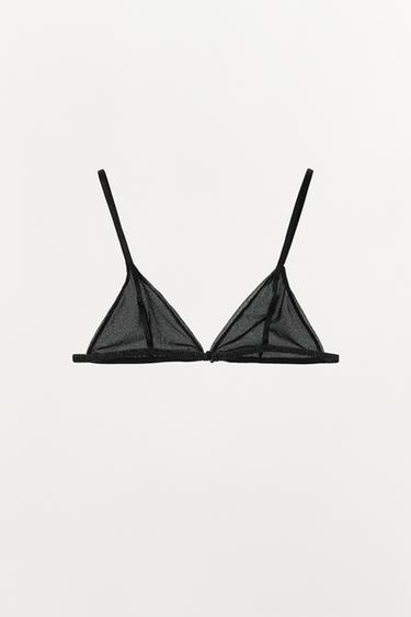 METALLIC THREAD TRIANGLE BRALETTE - Black by Zara - Image 4