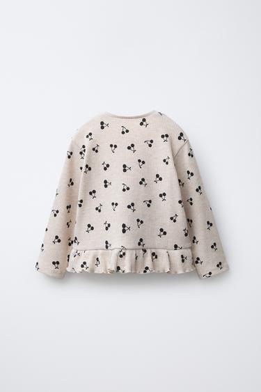 SOFT PRINTED RUFFLE T-SHIRT - Sand / Marl by Zara - Image 1
