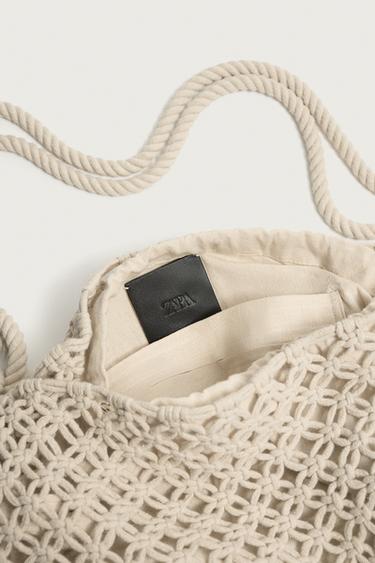 SAC PORTÉ ÉPAULE MACRAMÉ - Marron sable de Zara - Image 7