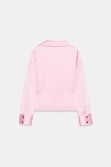 BLOUSE SATINÉE AVEC CEINTURE FINE - Rose de Zara - Image 7