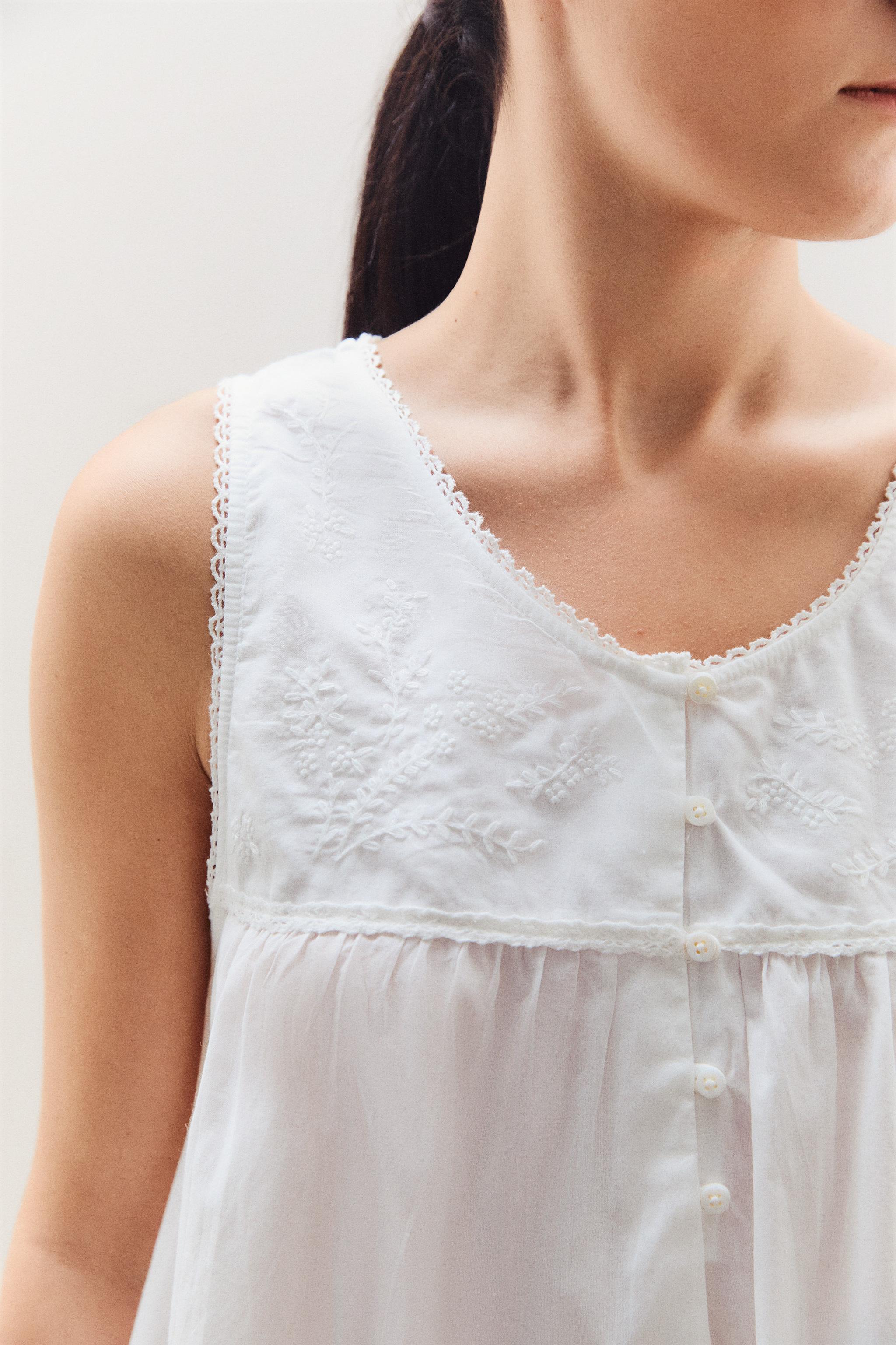 CHEMISE DE NUIT COTON BRODÉE