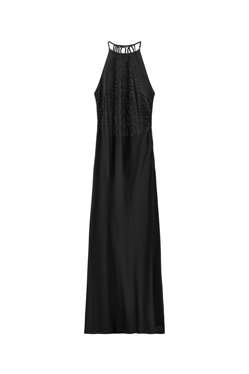 EMBROIDERED BACK SATIN HALTER DRESS - image 3