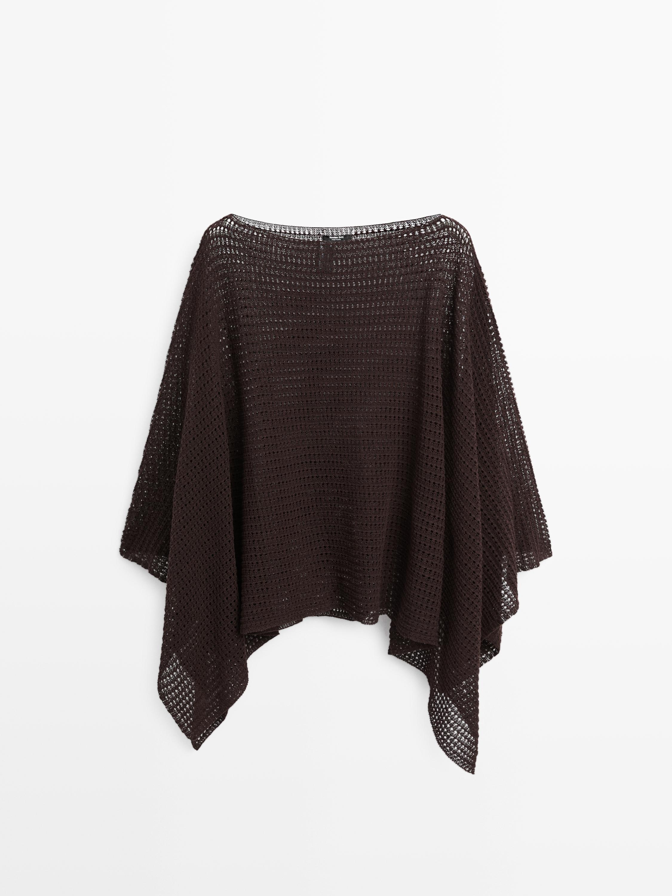 Cotton blend cape with openwork detail
