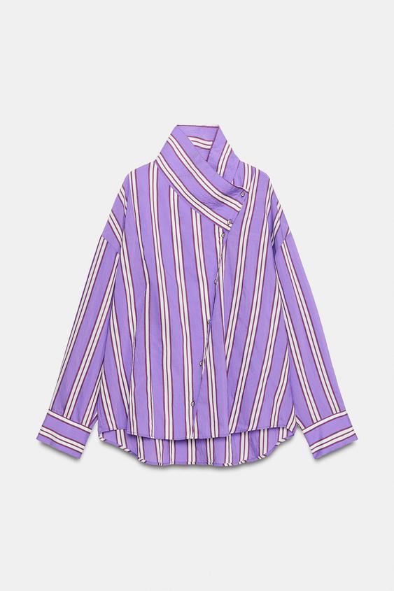CAMISA CRUZADA RAYAS - 118 de Zara - Imagen 0