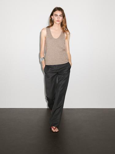 Zara 100% cashmere crew neck top - Mink - Image 0