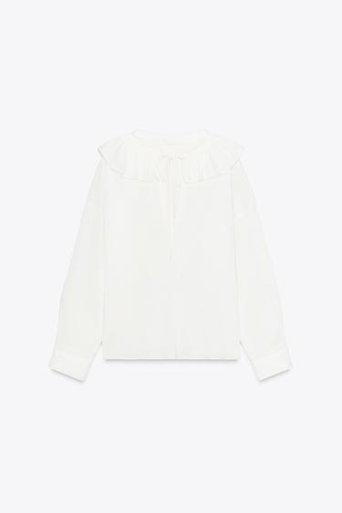CAMISA MEZCLA LINO Y SEDA ZW COLLECTION - Blanco roto de Zara