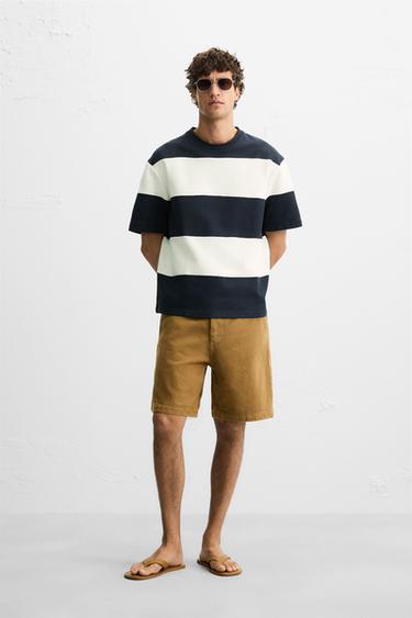 SUDADERA RAYAS CONTRASTE - Crudo / Marino de Zara