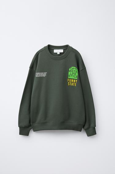 PRINTED SWEATSHIRT - Green by Zara