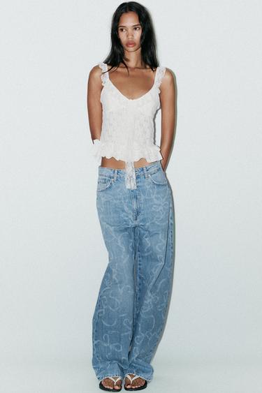 RUFFLED LACE TOP - White by Zara