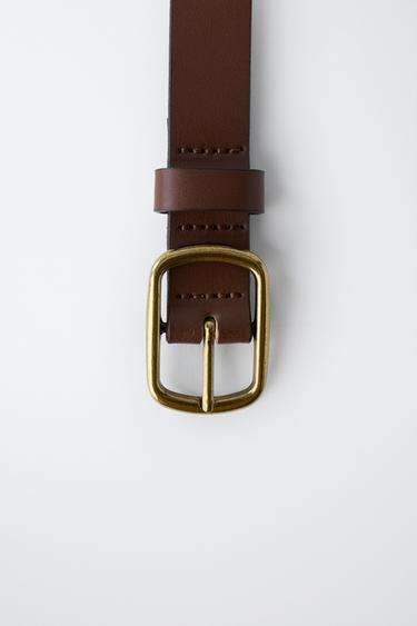 100% LEATHER BELT - Brown by Zara
