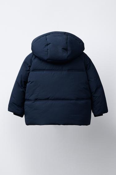 WATER-REPELLENT HOODED PUFFER JACKET - Navy blue by Zara - Image 3