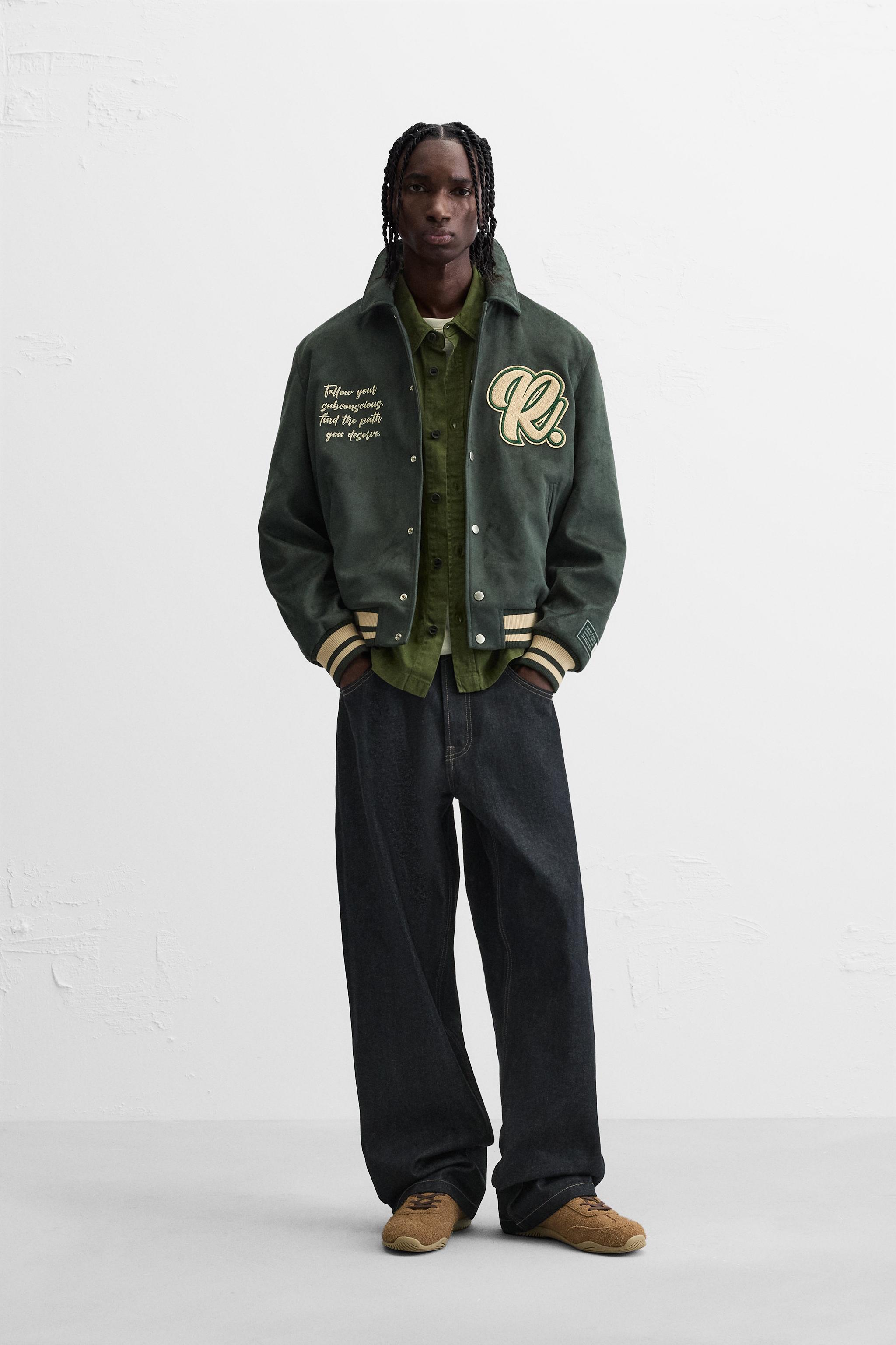 FAUX SUEDE JACKET WITH PATCHES Dark green ZARA United Kingdom