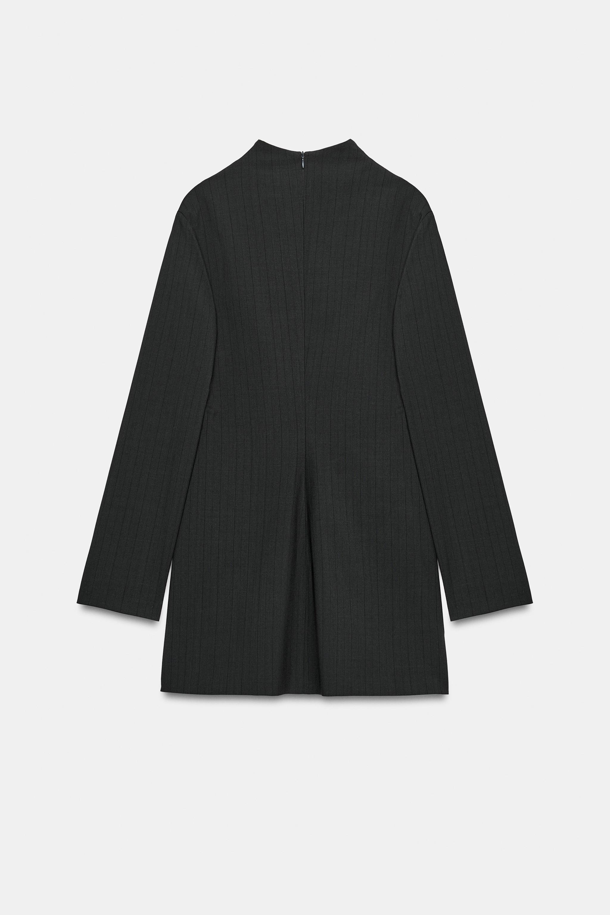 HIGH NECK STRIPED POCKET DRESS