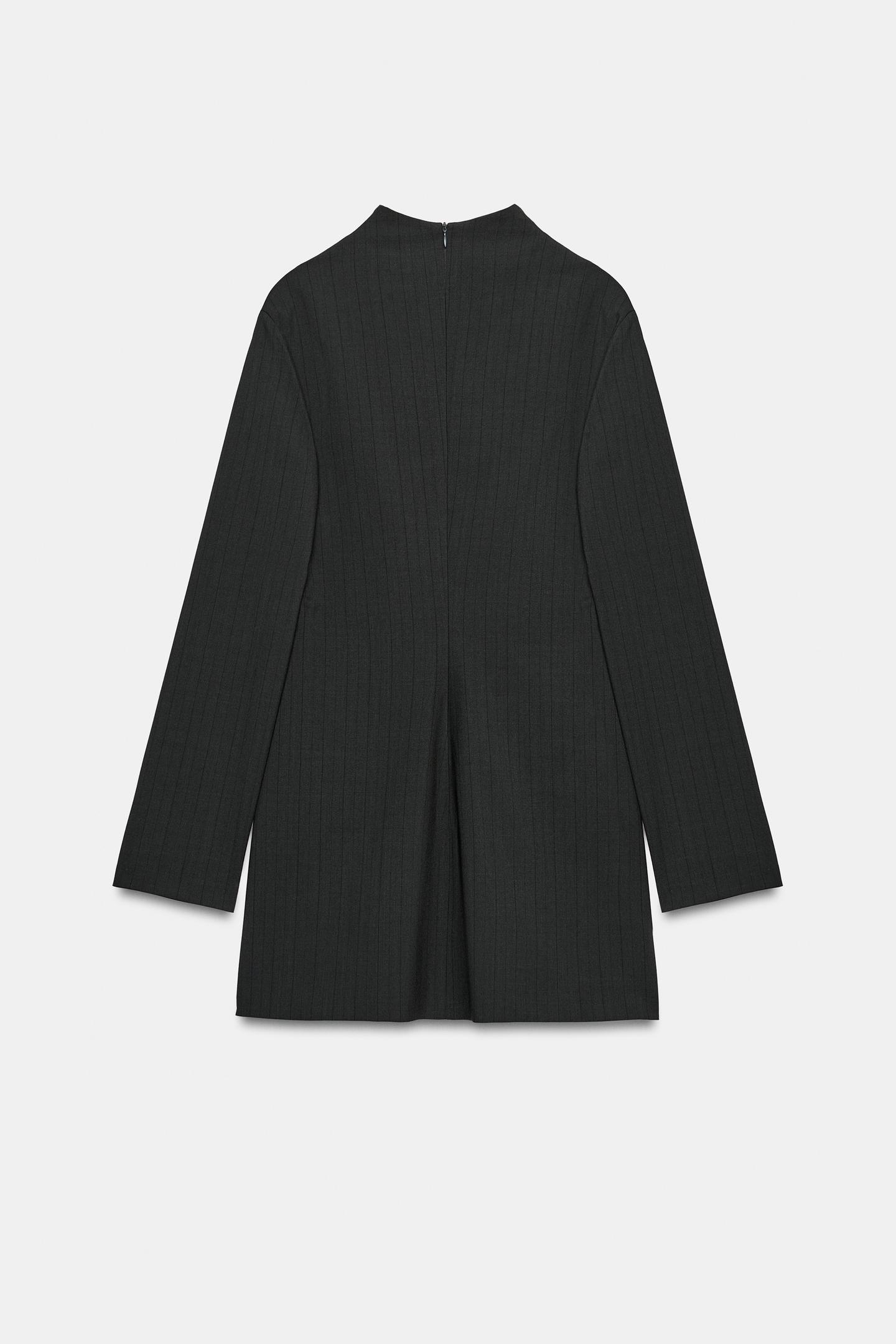 Женское платье Zara High Neck Striped Pocket, цвет: Угольный серый — фото 8