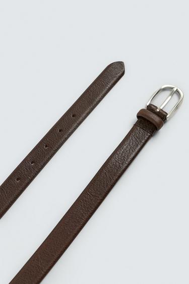 NARROW LEATHER BELT - Brown by Zara - Image 2