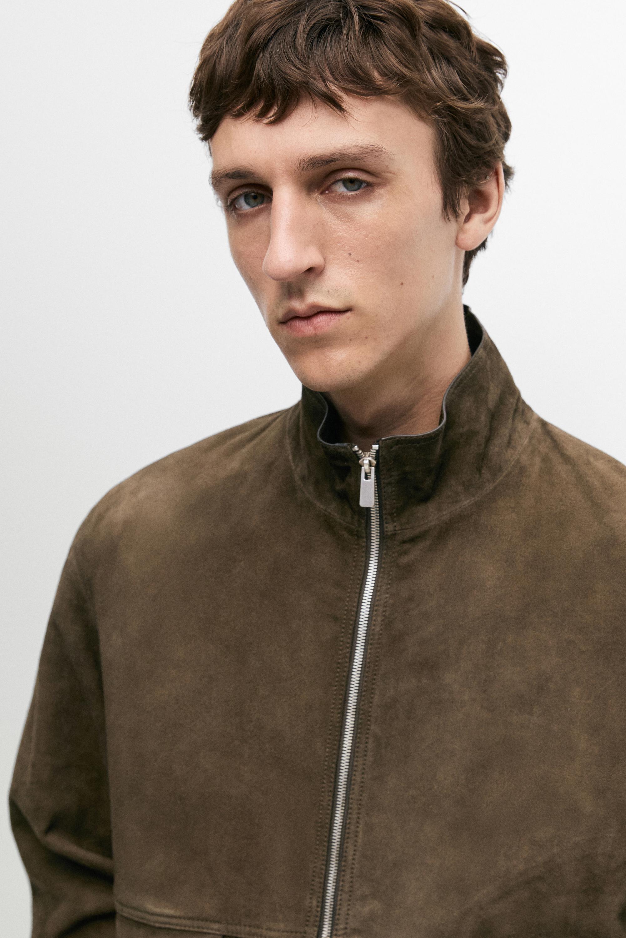Blouson détail poches cuir et daim