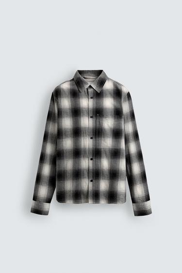 TEXTURED CHECK SHIRT - Black by Zara - Image 0