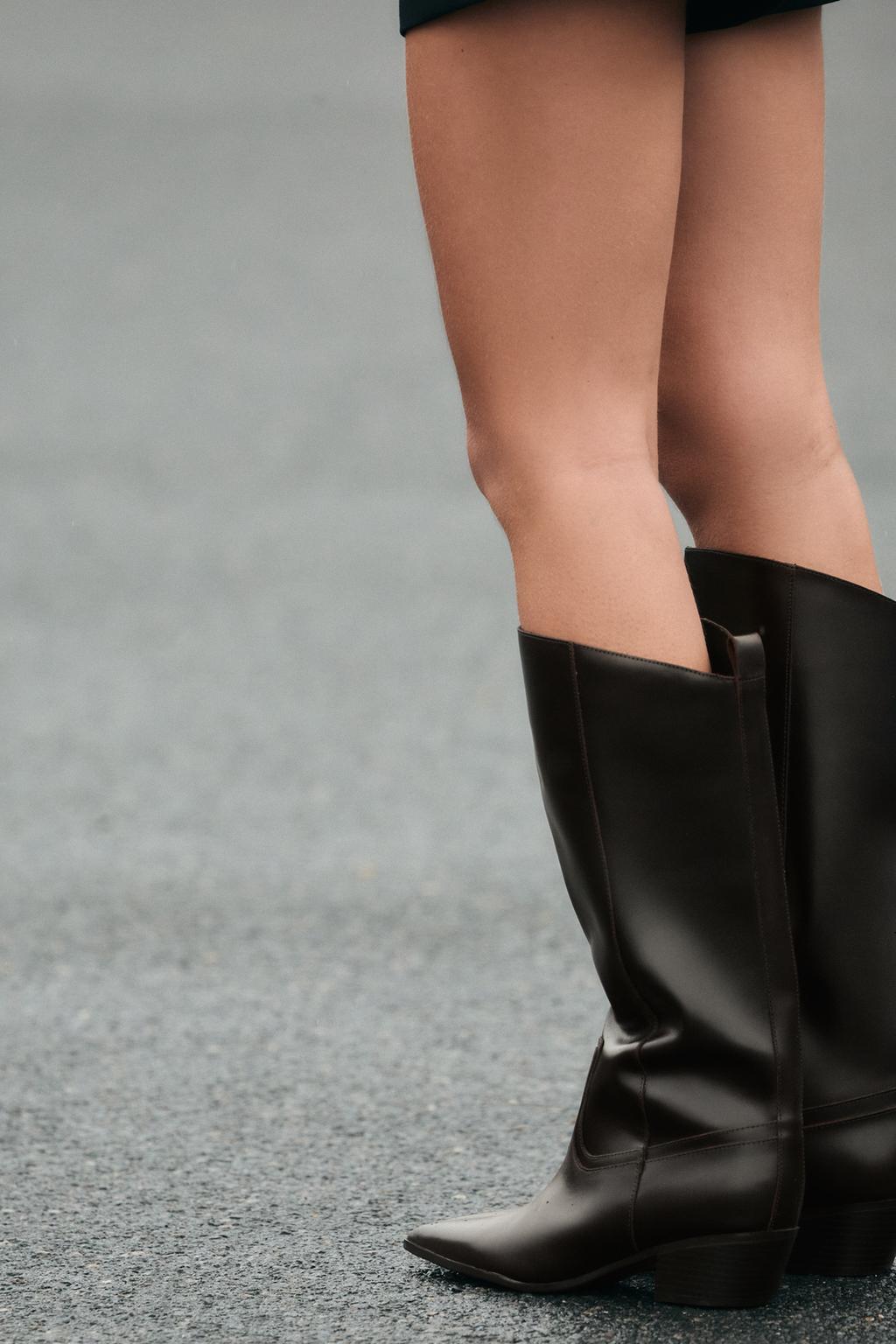 LEATHER COWBOY HEEL BOOTS