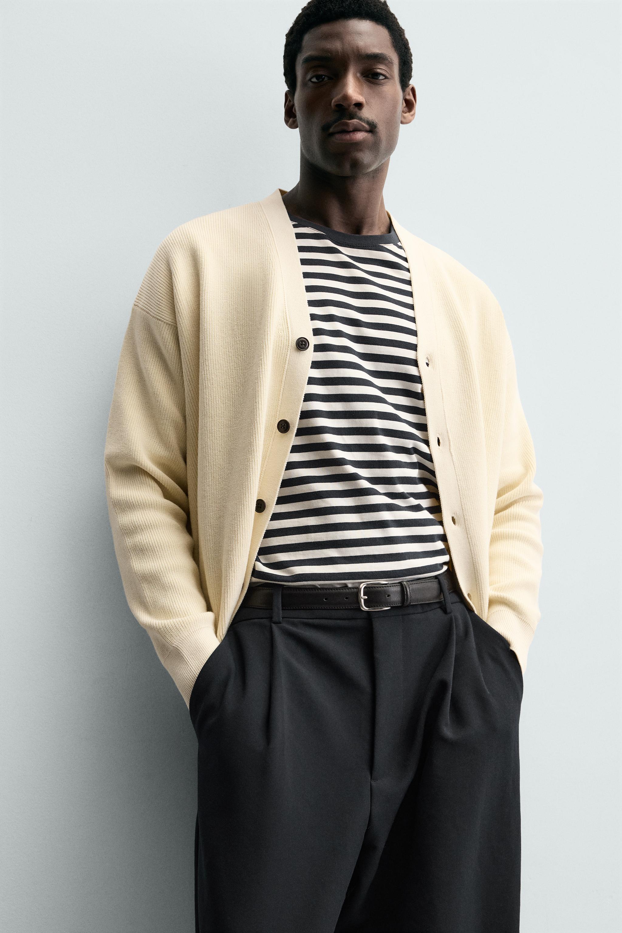 コットンテクスチャー素材カーディガン - ブラウン | ZARA Japan / 日本