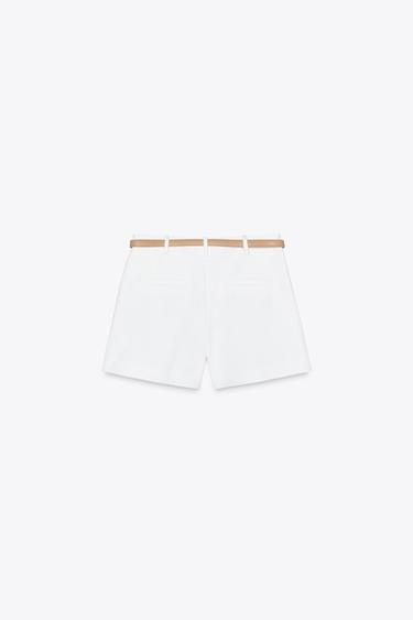 DARTED BERMUDA SHORTS WITH BELT - White by Zara - Image 5