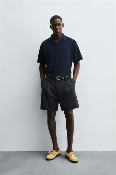 REGULAR FIT TOWELLING POLO SHIRT - Navy blue by Zara - Image 0