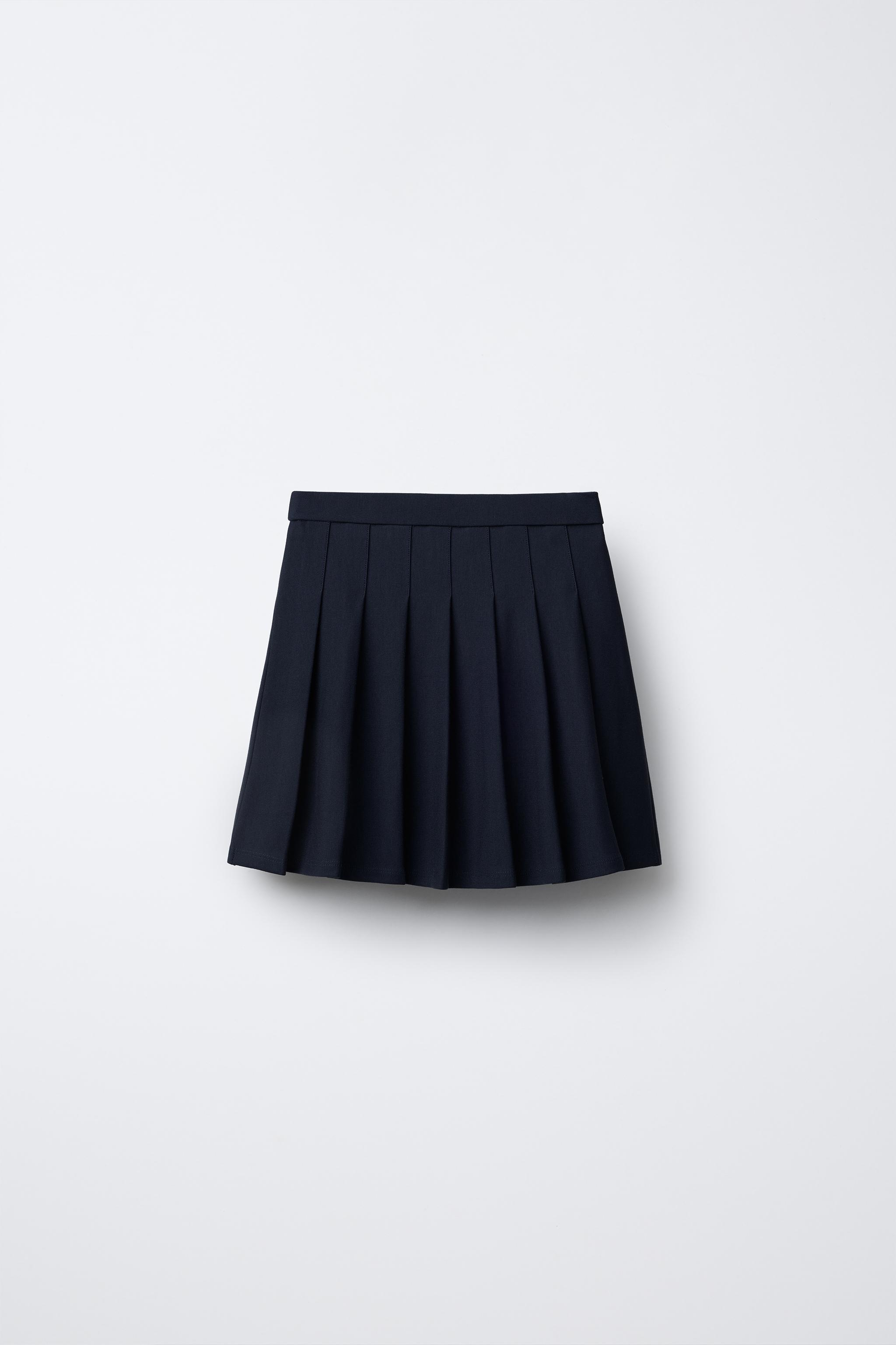 ハートアップリケ プリーツスカート - ネイビーブルー | ZARA