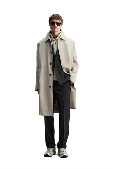 Zara RELAXED FIT MANTECO TRENCH COAT - Beige