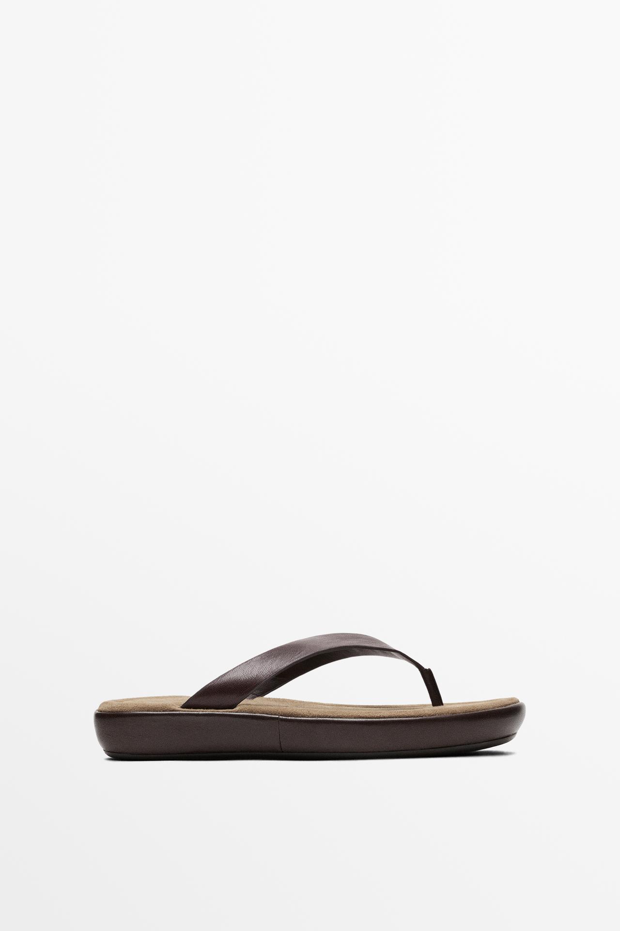Leather platform sandals — Brown