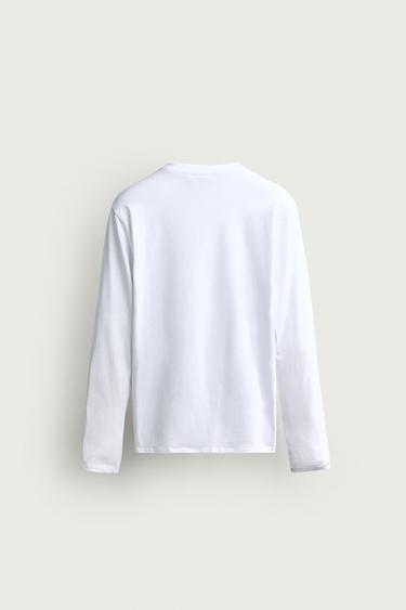 LONG SLEEVE SLIM FIT BASIC T-SHIRT — White 2