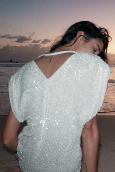 SEQUINNED MINI DRESS - White by Zara - Image 1