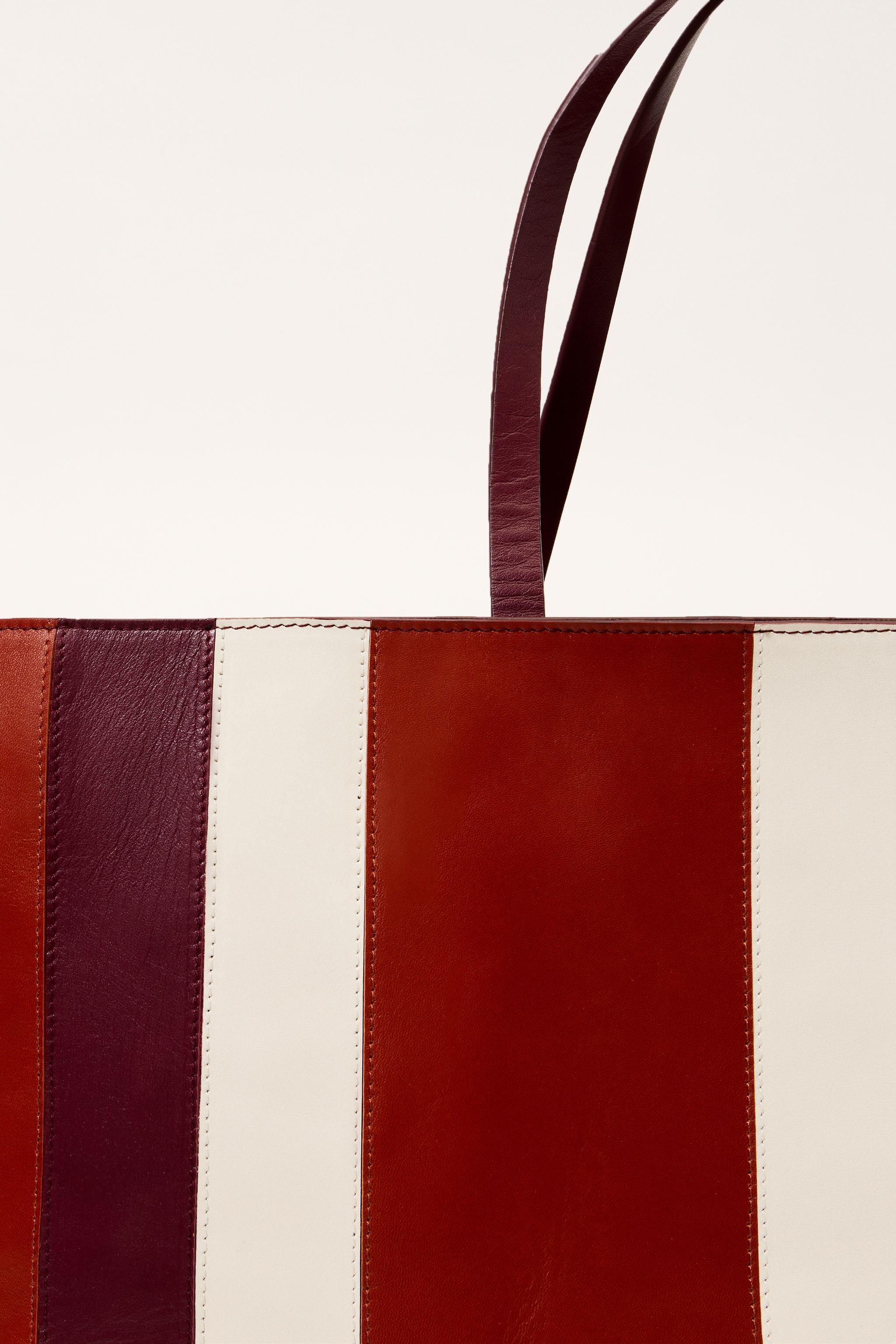 【ZARA】SHOPPER PIEL RAYAS LIMITED EDITION 6306/610/400 LIMITED EDITION STRIPED LEATHER MAXI SHOPPER - Orange | ZARA