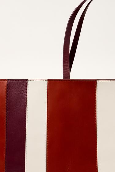 MAXI SHOPPER RAYURES CUIR ÉDITION LIMITÉE - Orange de Zara - Image 2