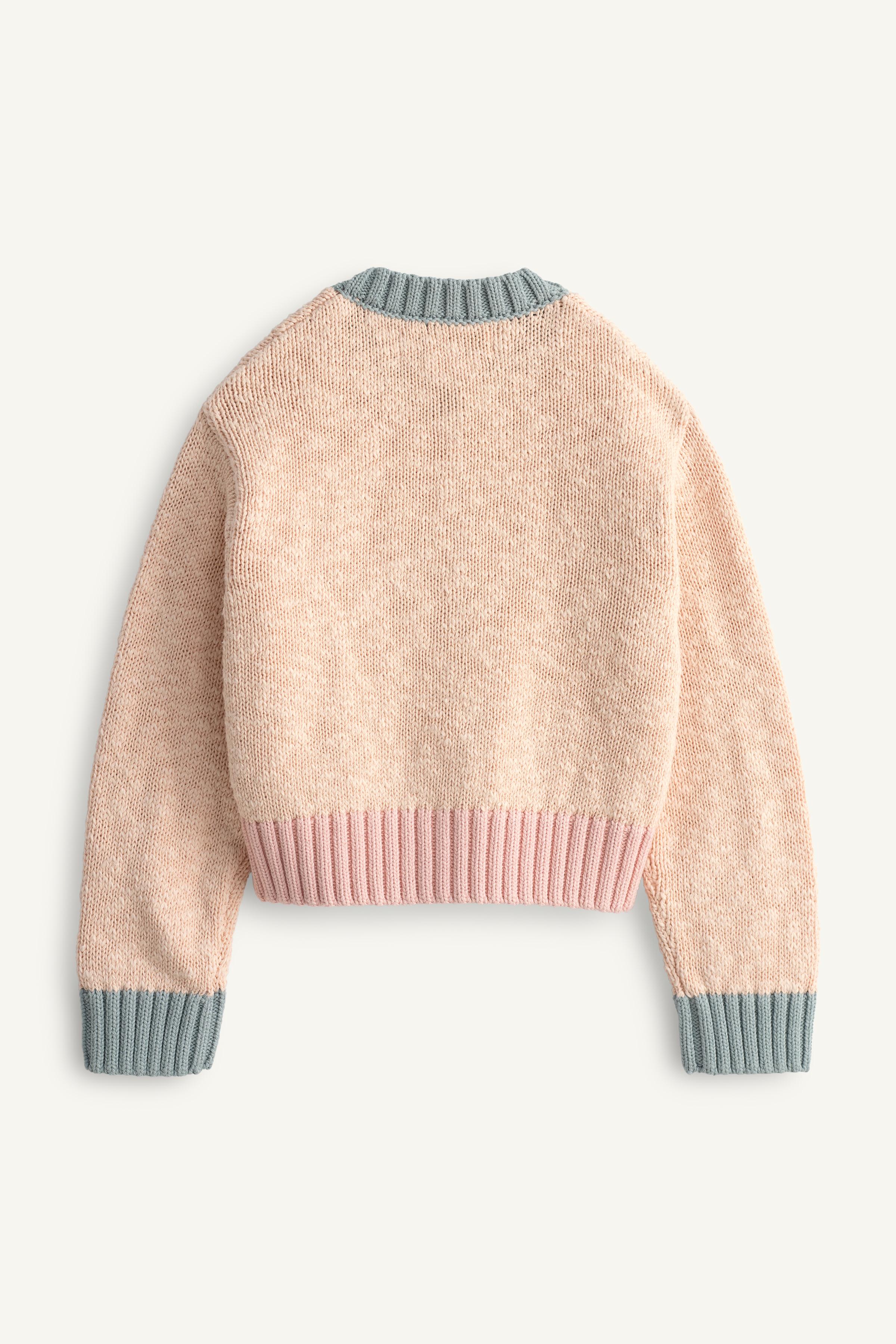 GILET EN MAILLE COLOR BLOCK FLEUR BRODÉE ÉDITION LIMITÉE
