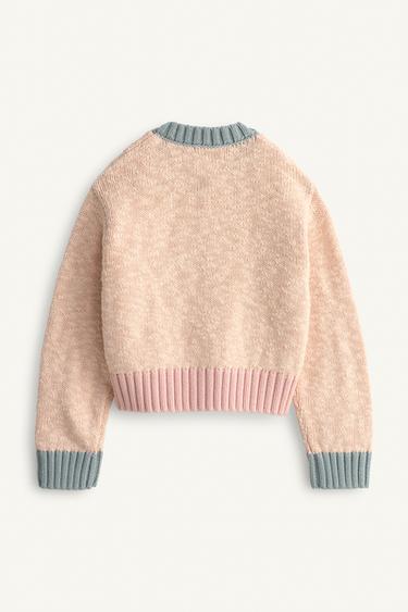 COLOUR BLOCK CARDIGAN WITH EMBROIDERED FLOWER LIMITED EDITION - dark tangerine by Zara - Image 6