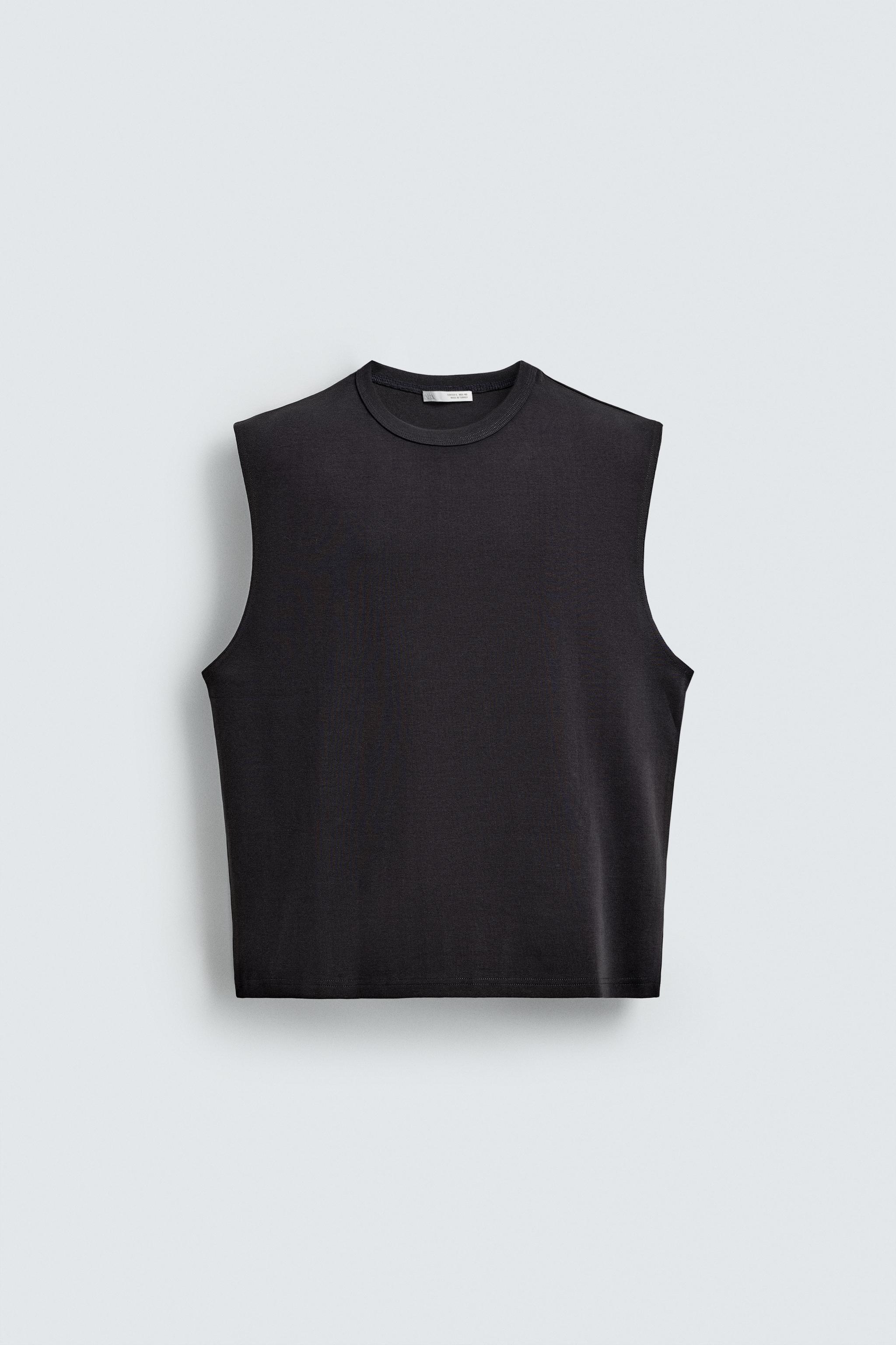 RELAXED FIT RIBBED TANK TOP — Blue