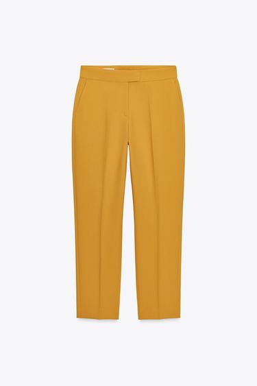 HIGH-WAIST SLIM TROUSERS - Mustard by Zara