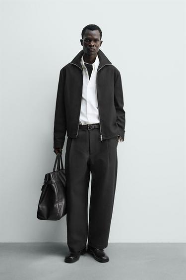 جاكيت قميص بتصميم تويل - أسود by Zara