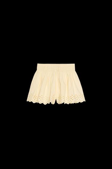 Zara EMBROIDERED SHORTS - Cream - Image 0