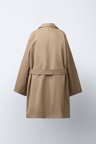 LONG TRENCH COAT WITH BELT - Beige by Zara - Image 3