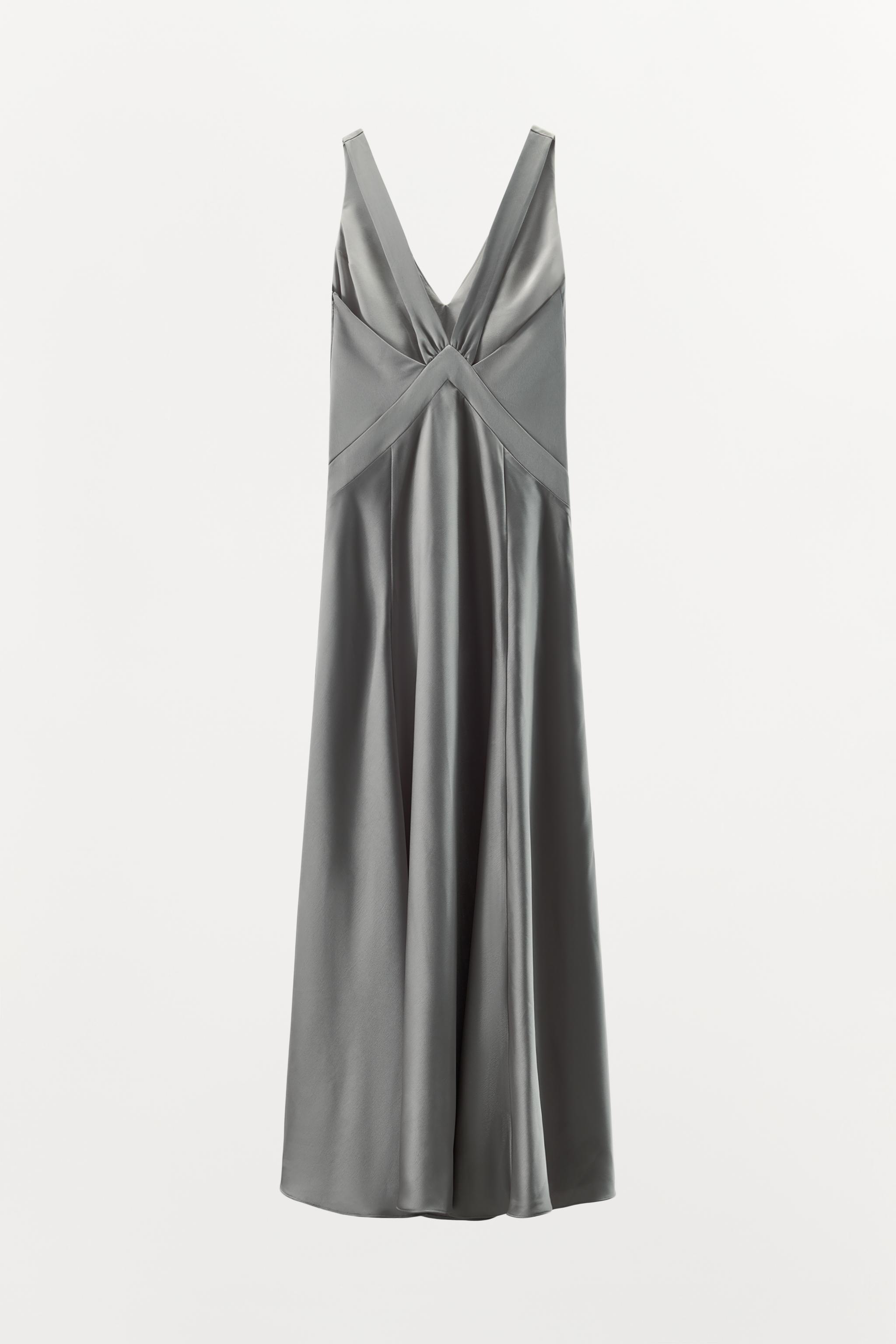 LONG SATIN EFFECT DRESS - Gray | ZARA United States