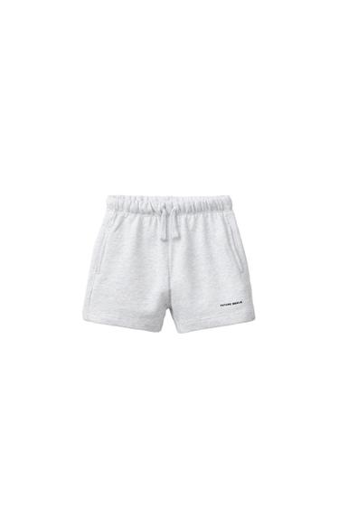 TEXT PRINT PLUSH BERMUDA SHORTS
