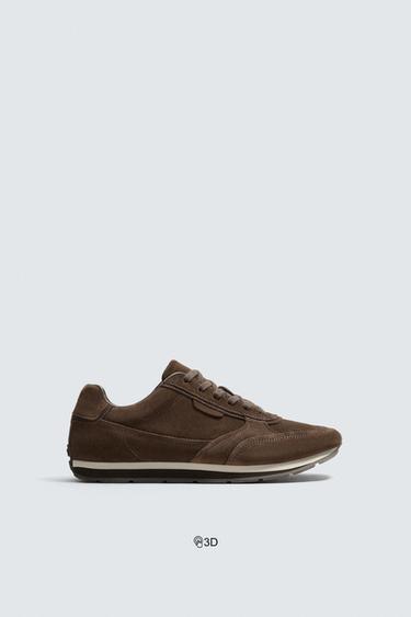 CASUAL LEATHER TRAINERS - Brown by Zara
