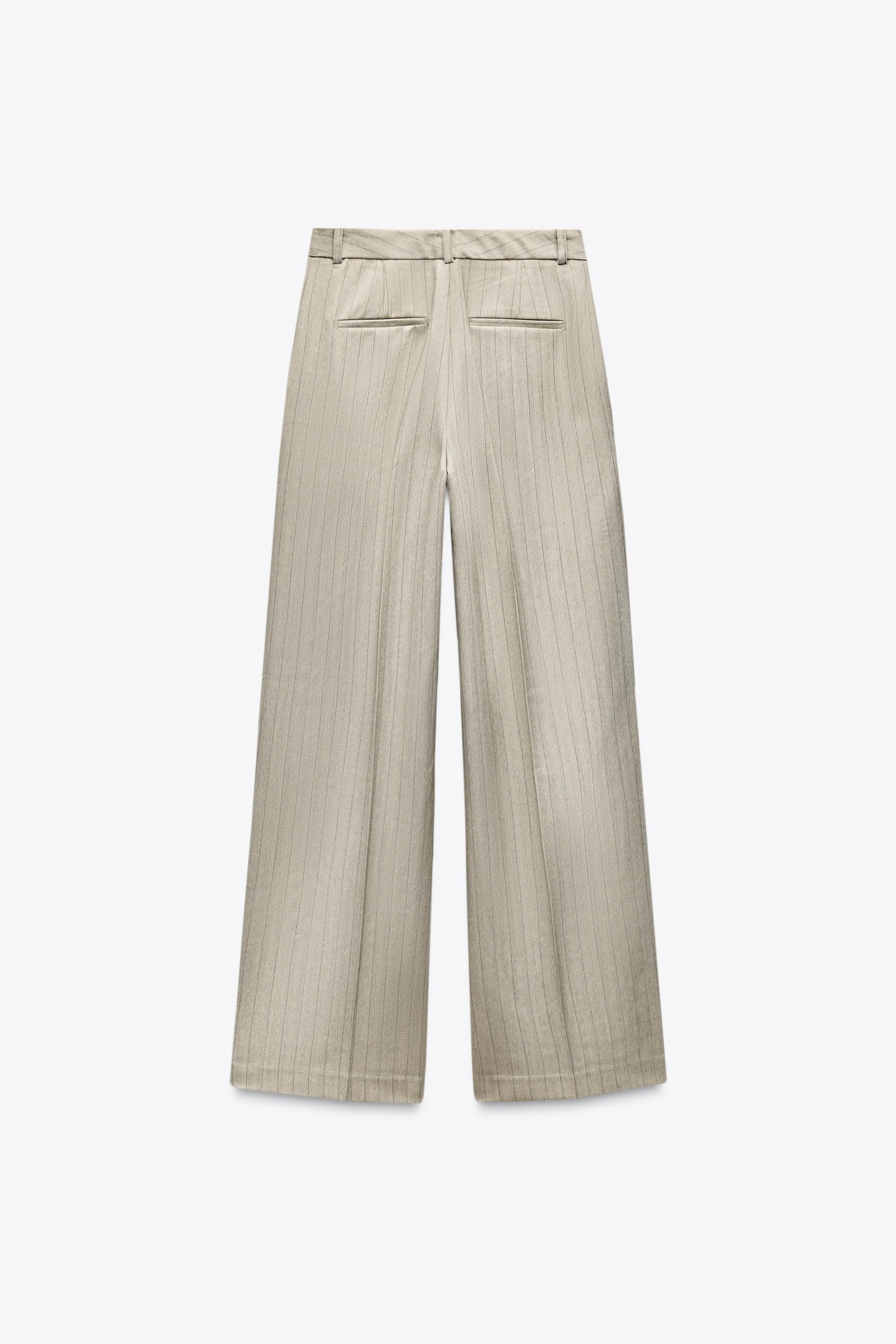 ストライプヘリンボーン柄パンツ - ストーン | ZARA Japan / 日本