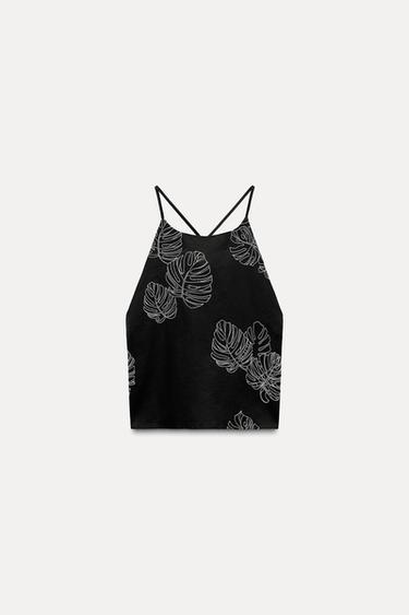 ZW COLLECTION TOP WITH EMBROIDERY - Black by Zara - Image 0