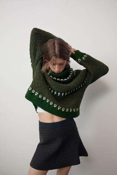FALDA PUNTO MINI CUADROS - Multicolor de Zara