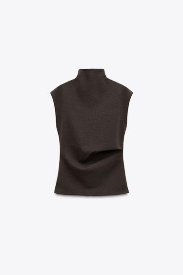 TOP DRAPÉ LATÉRAL SOFT INTERLOCK - Marron de Zara - Image 4