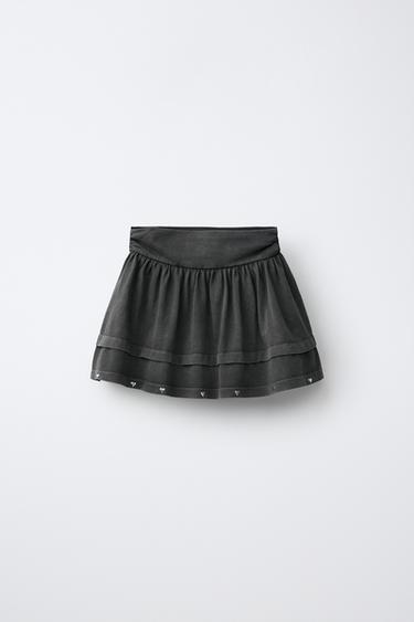 SKIRT WITH HEART STUDS - Grey by Zara - Image 0