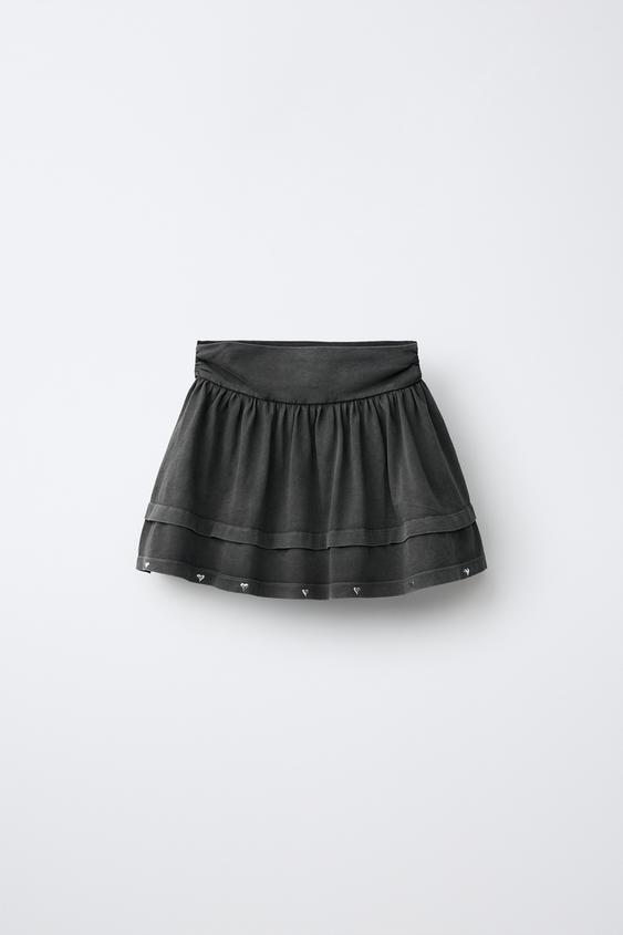 FALDA TACHAS CORAZONES - Gris de Zara - Imagen 0