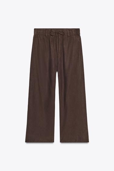 FLOWING CROP TROUSERS - Brown by Zara - Image 5
